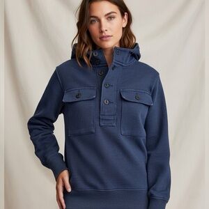 J. Crew ⚓️⛵️ Nautical Henley Pullover Hoodie in Heathered Navy